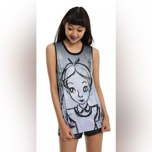 VGUC XL Disney Alice in Wonderland Sketch Sublimated Muscle Top